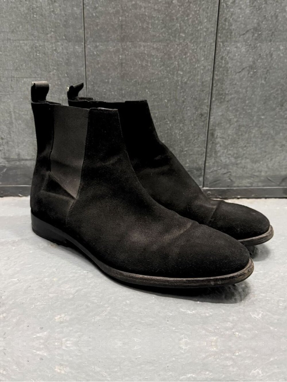 BALENCIAGA Black Suede Leather Chelsea Boots